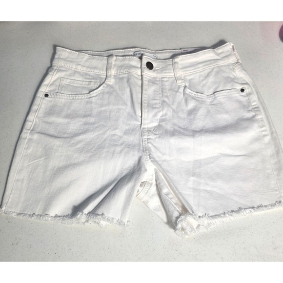 Nine West Pants - Nine West Womens White Mid Rise Raw Hem Denim Shorts Size 8 WW21D020RW3A